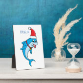 Cute dolphin met Santa hat cartoon Fotoplaat (Zijkant)