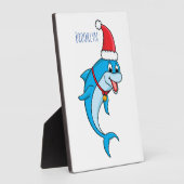 Cute dolphin met Santa hat cartoon Fotoplaat (Zijkant)