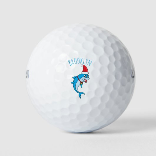 Cute dolphin met Santa hat cartoon Golfballen (Voorkant)
