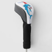 Cute dolphin met Santa hat cartoon Golfheadcover (Schuin)
