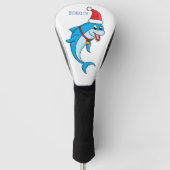 Cute dolphin met Santa hat cartoon Golfheadcover (Voorkant)
