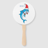 Cute dolphin met Santa hat cartoon Handwaaier (Achterkant)