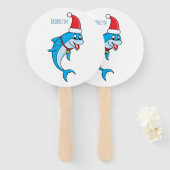 Cute dolphin met Santa hat cartoon Handwaaier (Voorkant en achterkant)