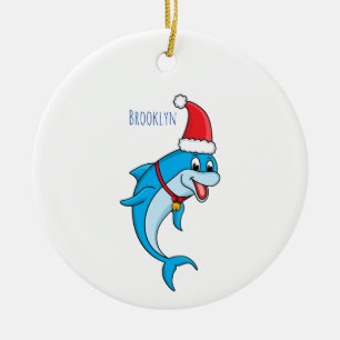 Cute dolphin met Santa hat cartoon Keramisch Ornament