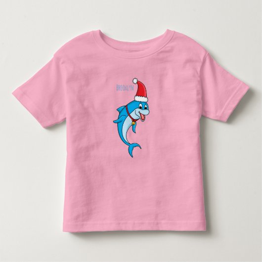 Cute dolphin met Santa hat cartoon Kinder Shirts (Voorkant)
