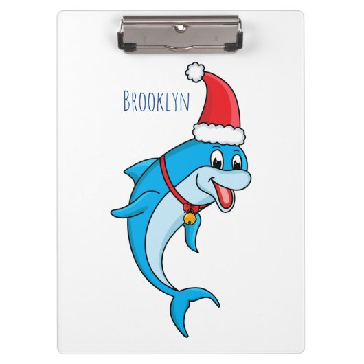 Cute dolphin met Santa hat cartoon Klembord (Voorkant)