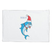 Cute dolphin met Santa hat cartoon Kussensloop (Achterkant)