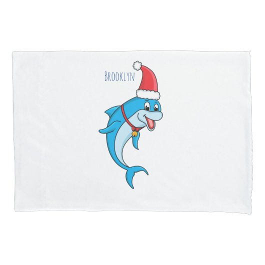 Cute dolphin met Santa hat cartoon Kussensloop (Voorkant)