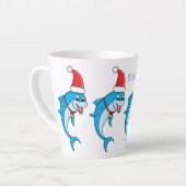 Cute dolphin met Santa hat cartoon Latte Mok (Linkerhoek)