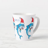 Cute dolphin met Santa hat cartoon Latte Mok (Rechterhoek)