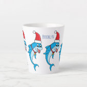 Cute dolphin met Santa hat cartoon Latte Mok (Voorkant)