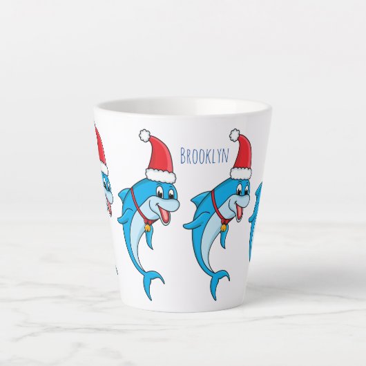 Cute dolphin met Santa hat cartoon Latte Mok (Voorkant)