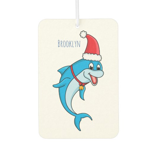 Cute dolphin met Santa hat cartoon Luchtverfrisser (Voorkant)
