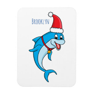 Cute dolphin met Santa hat cartoon Magneet