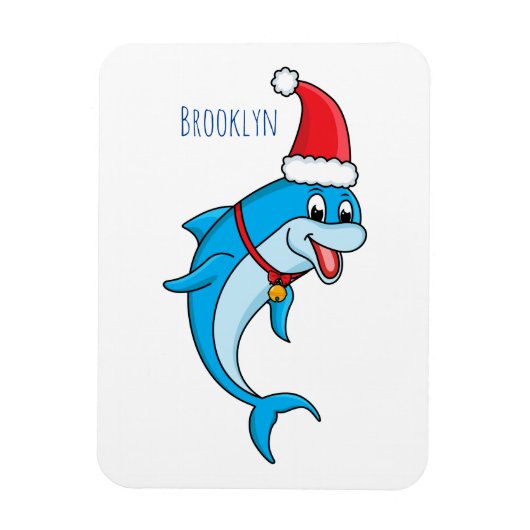 Cute dolphin met Santa hat cartoon Magneet (Verticaal)
