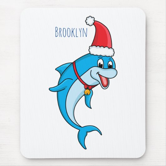 Cute dolphin met Santa hat cartoon Muismat (Voorkant)