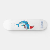 Cute dolphin met Santa hat cartoon Persoonlijk Skateboard (Horizontaal)