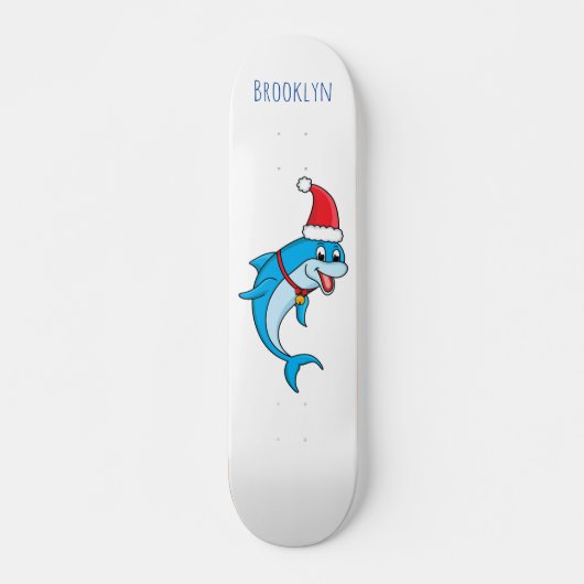 Cute dolphin met Santa hat cartoon Persoonlijk Skateboard (Voorkant)