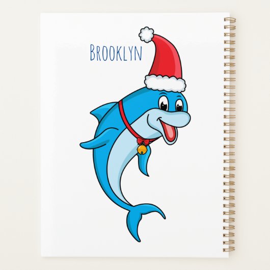 Cute dolphin met Santa hat cartoon Planner (Achterkant)