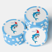 Cute dolphin met Santa hat cartoon Poker Chips (Opstapeling)