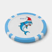 Cute dolphin met Santa hat cartoon Poker Chips (Enkel)