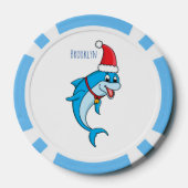 Cute dolphin met Santa hat cartoon Poker Chips (Achterkant)