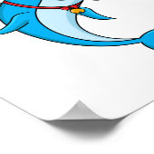 Cute dolphin met Santa hat cartoon Poster (Hoek)