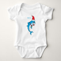 Cute dolphin met Santa hat cartoon
