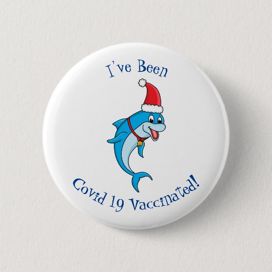 Cute dolphin met Santa hat cartoon Ronde Button 5,7 Cm (Voorkant)