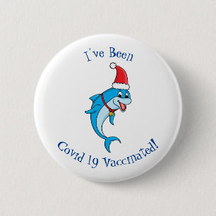 Cute dolphin met Santa hat cartoon Ronde Button 5,7 Cm