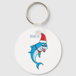 Cute dolphin met Santa hat cartoon Sleutelhanger