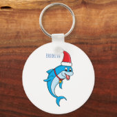 Cute dolphin met Santa hat cartoon Sleutelhanger (Voorkant)