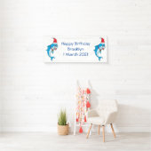 Cute dolphin met Santa hat cartoon Spandoek (Insitu)