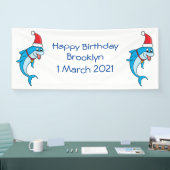 Cute dolphin met Santa hat cartoon Spandoek (Beurs)