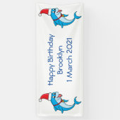 Cute dolphin met Santa hat cartoon Spandoek (Verticaal)