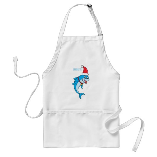 Cute dolphin met Santa hat cartoon Standaard Schort (Voorkant)