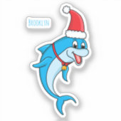 Cute dolphin met Santa hat cartoon Sticker (Voorkant)