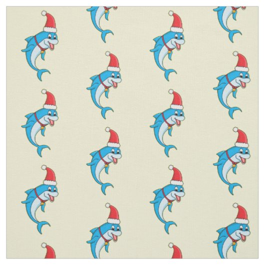Cute dolphin met Santa hat cartoon Stof (Swatch)