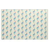 Cute dolphin met Santa hat cartoon Stof (Fat Quarter)