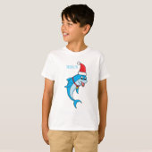 Cute dolphin met Santa hat cartoon T-shirt (Voorkant volledig)