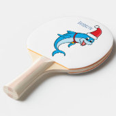 Cute dolphin met Santa hat cartoon Tafeltennisbatje (Voorkant Gekanteld)