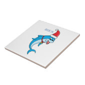 Cute dolphin met Santa hat cartoon Tegeltje (Zijkant)