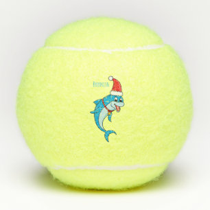 Cute dolphin met Santa hat cartoon Tennisballen