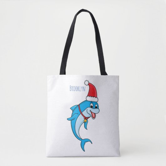 Cute dolphin met Santa hat cartoon Tote Bag (Voorkant)