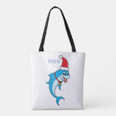 Cute dolphin met Santa hat cartoon Tote Bag (Achterkant)