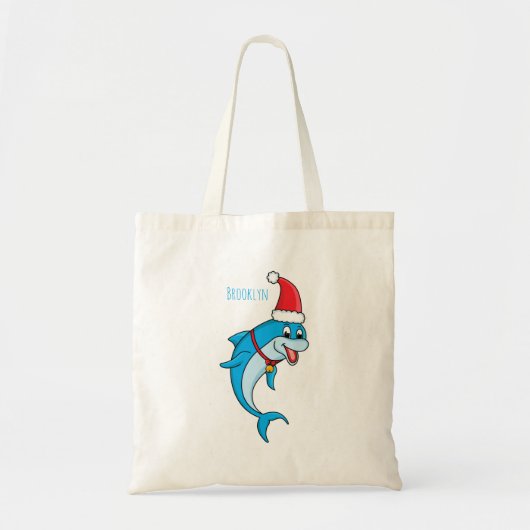 Cute dolphin met Santa hat cartoon Tote Bag (Voorkant)