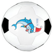 Cute dolphin met Santa hat cartoon Voetbal (Gedraaid)