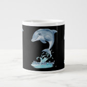 Cute Dolphin Mug – Dive into Joy | Retro Ocean Aes Grote Koffiekop (Voorkant)