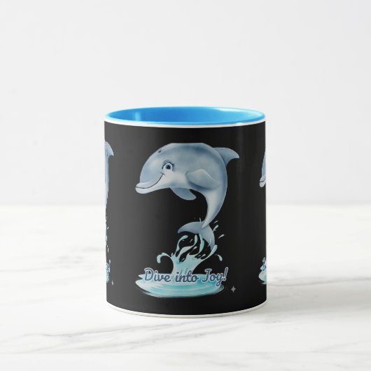 Cute Dolphin Mug – Dive into Joy | Retro Ocean Aes Mok (Midden)
