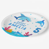 Cute Dolphin Sea Animals Birthday Party Papieren Bordje (Gekanteld)